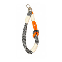Black /Orange Phone Strap with Two Charms