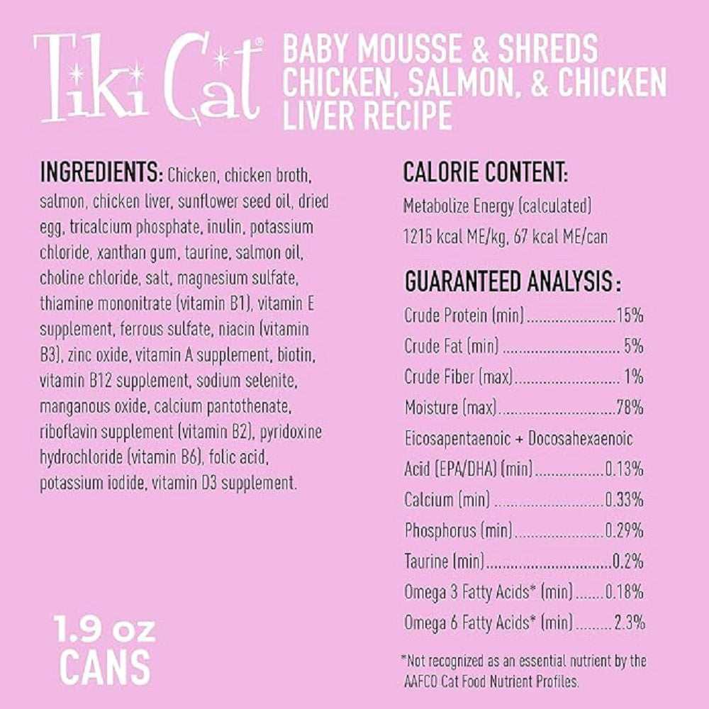 Baby - Mousse & Shreds For Kittens - Chicken , Salmon & Chicken Liver Cat Can