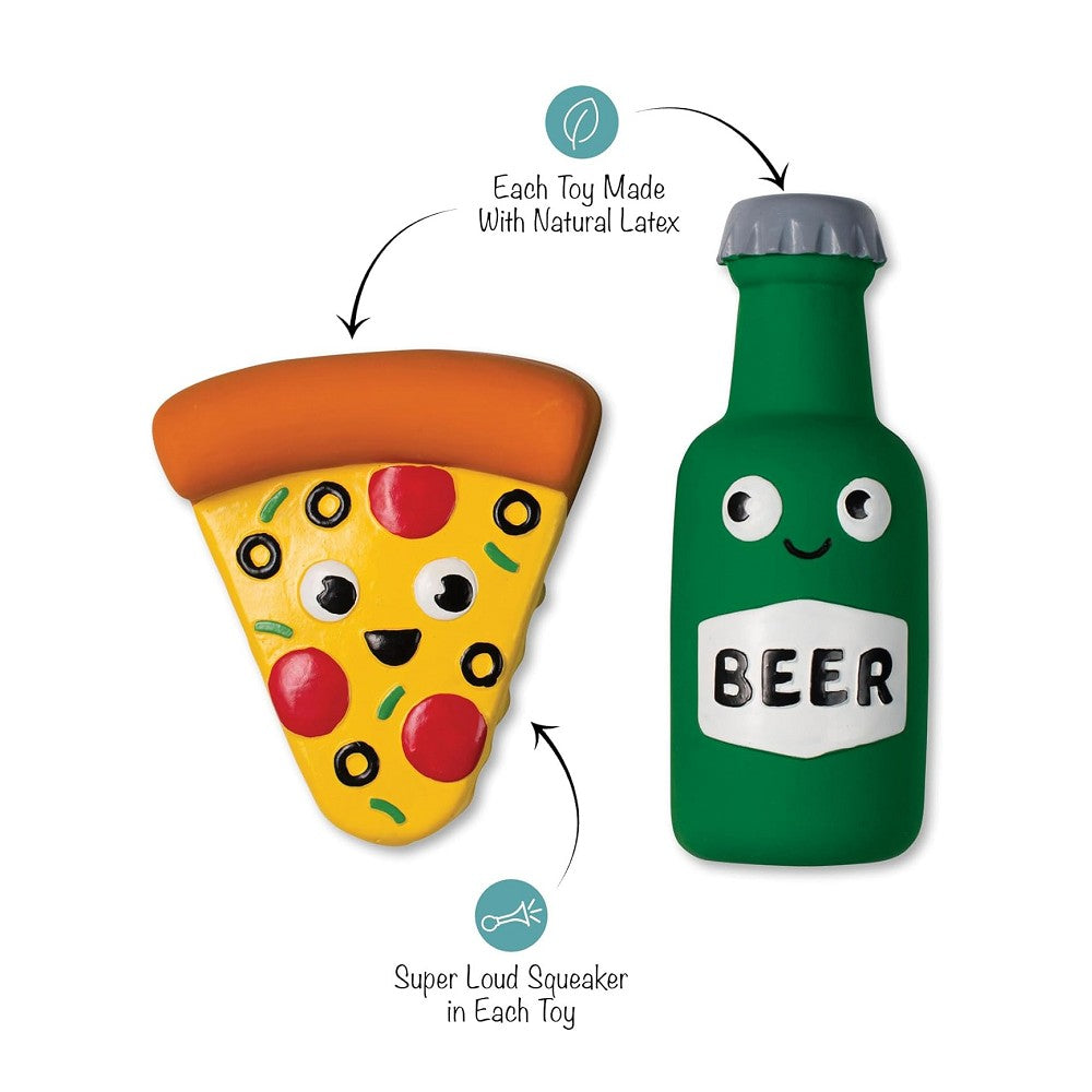 Pizza and Beer Dog Latex Toy
