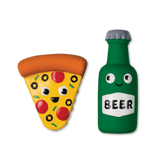 Pizza and Beer Dog Latex Toy