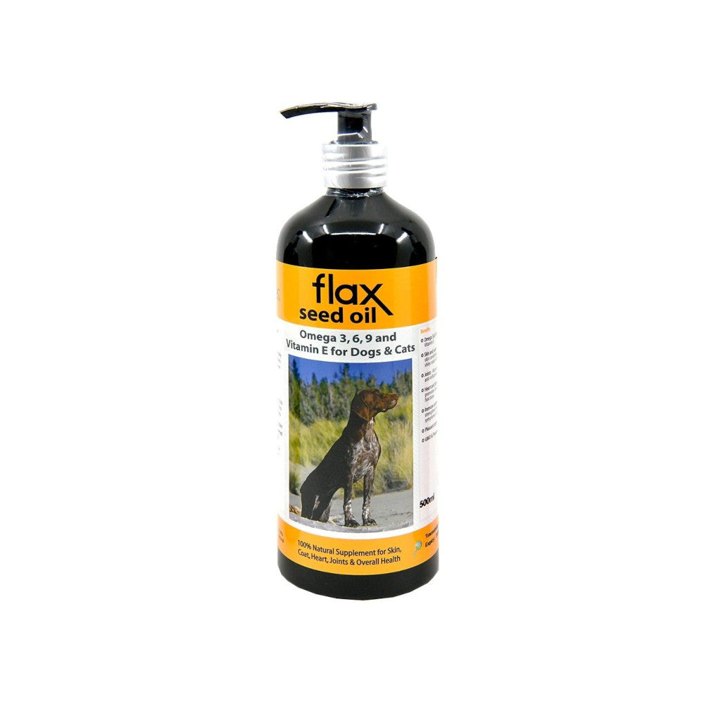 Illustration of Dog Food With Flaxseed Oil And Pumpkin For Healthy Coat