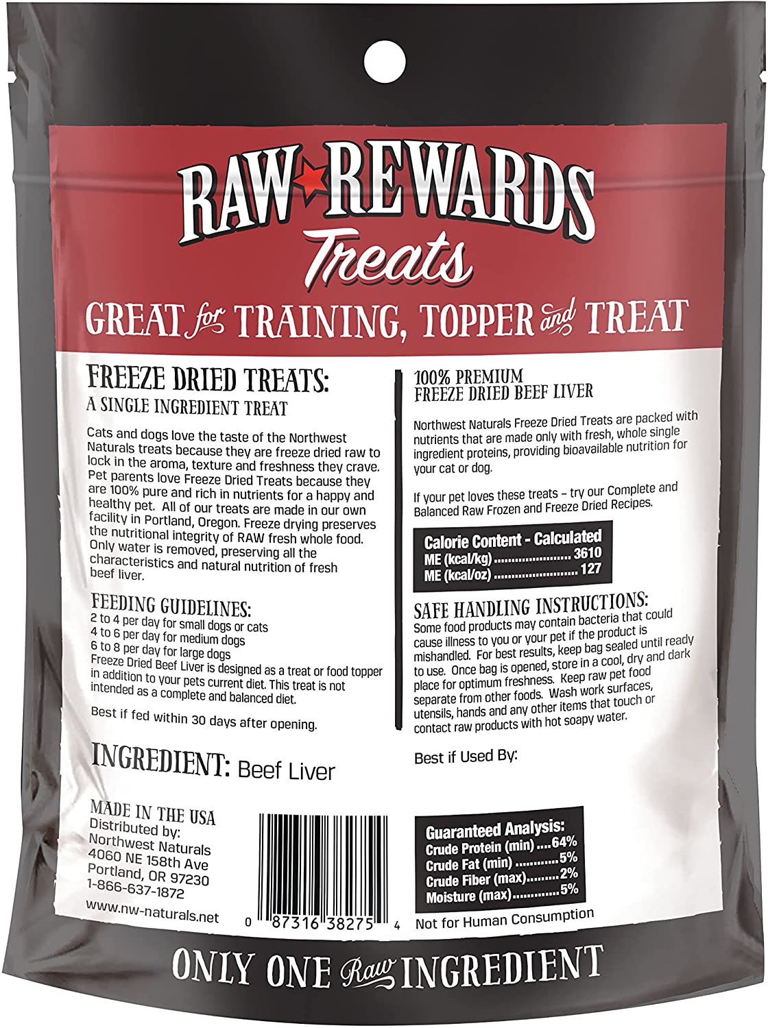Raw Rewards Freeze Dried Beef Liver Treats for Dogs & Cats