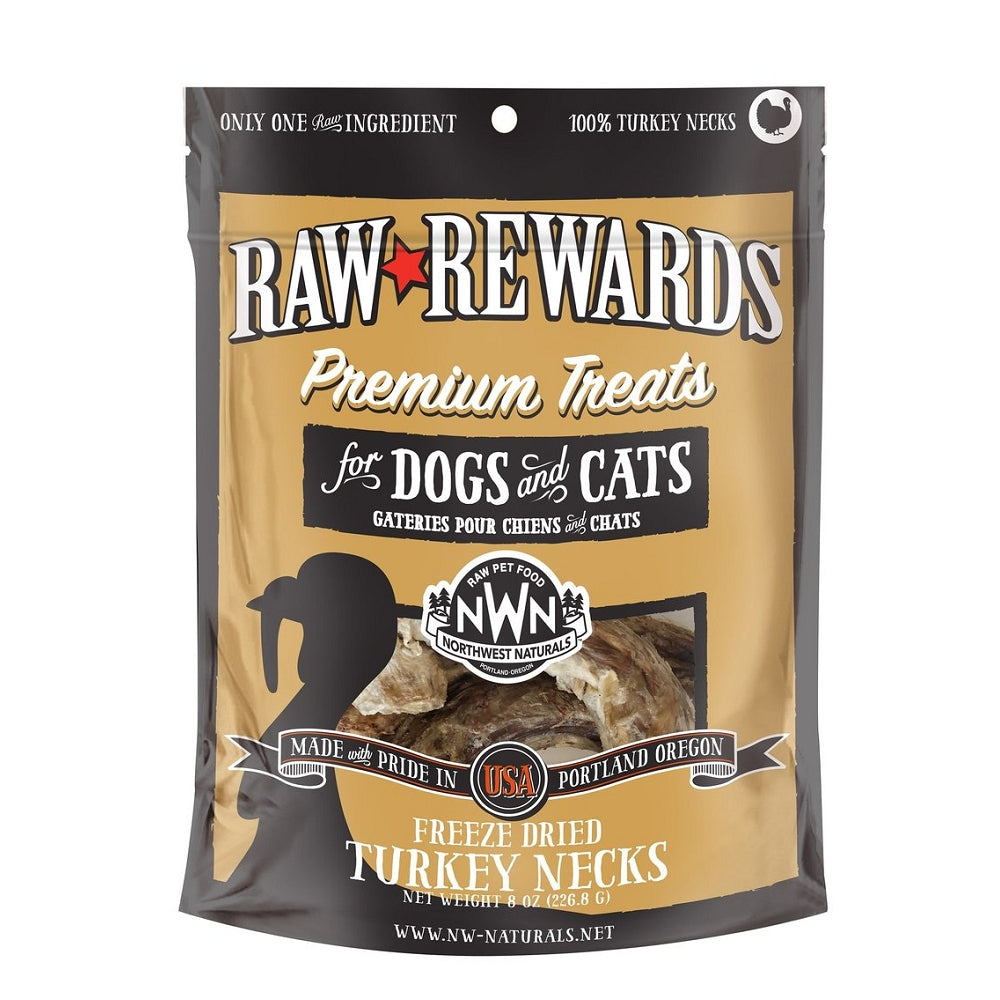 Raw Rewards Freeze Dried Turkey Necks Treats for Dogs & Cats