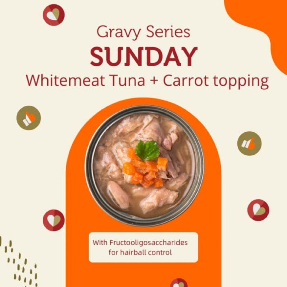 Real Meat Gravy - Sun - Whitemeat Tuna w/ Carrot Topping Cat Can