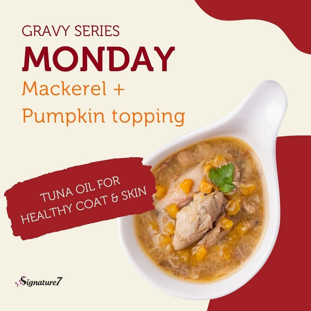 Real Meat Gravy - Mon - Mackerel w/ Pumpkin Topping Cat Can