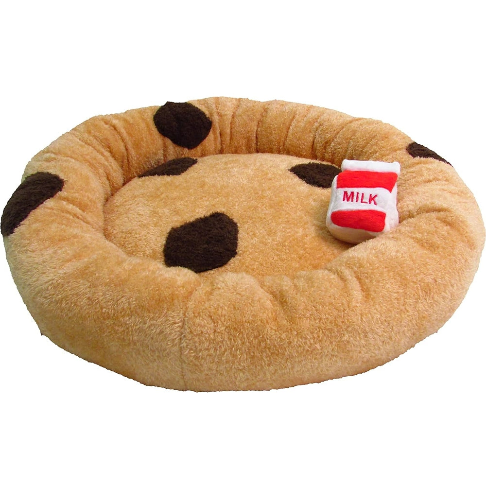 Chocolate Chip Cookie Dog Bed With Milk Dog Plush Toy