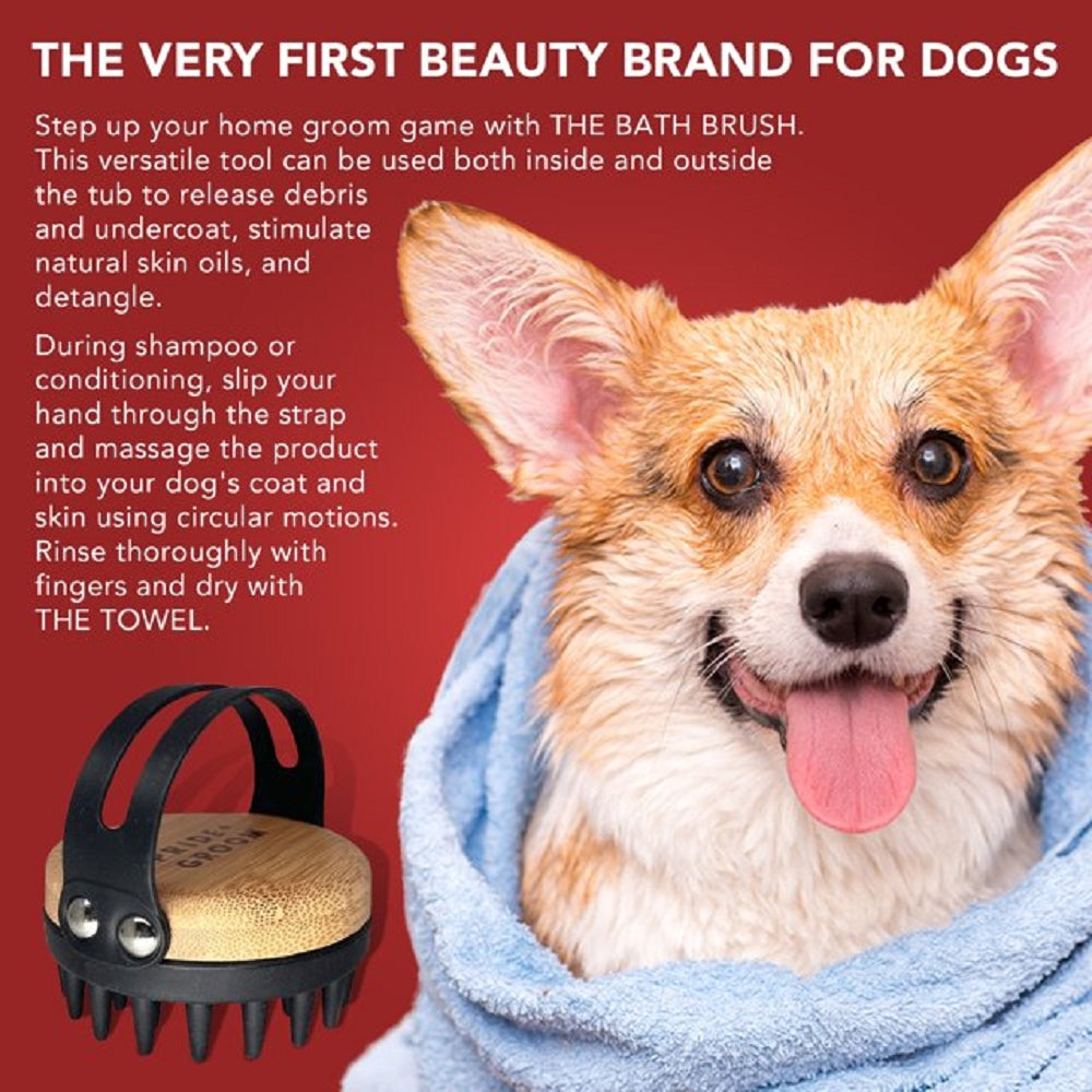 The Bath Brush With Silicone Teeth & Bamboo for Dogs