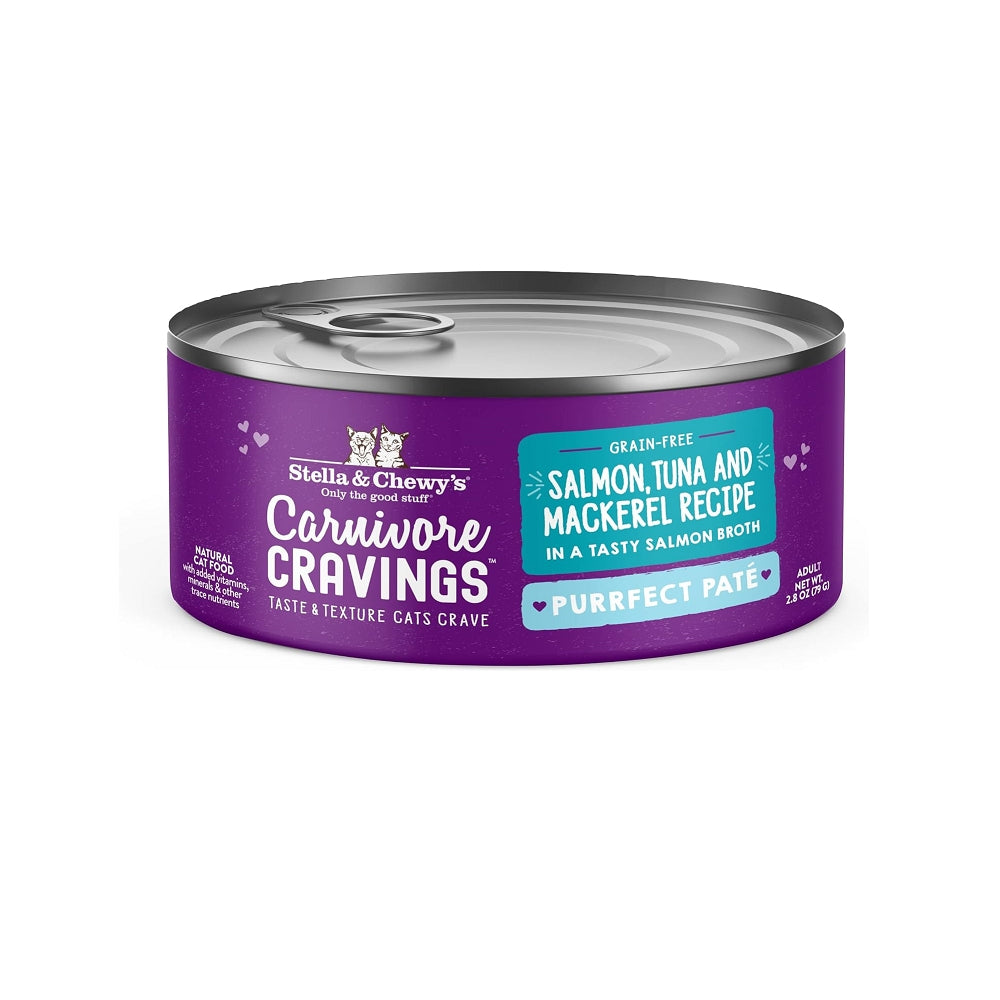 Carnivore Cravings  Adult Salmon, Tuna & Mackerel 100% Complete Balance Diet Recipe Wet Cat Can