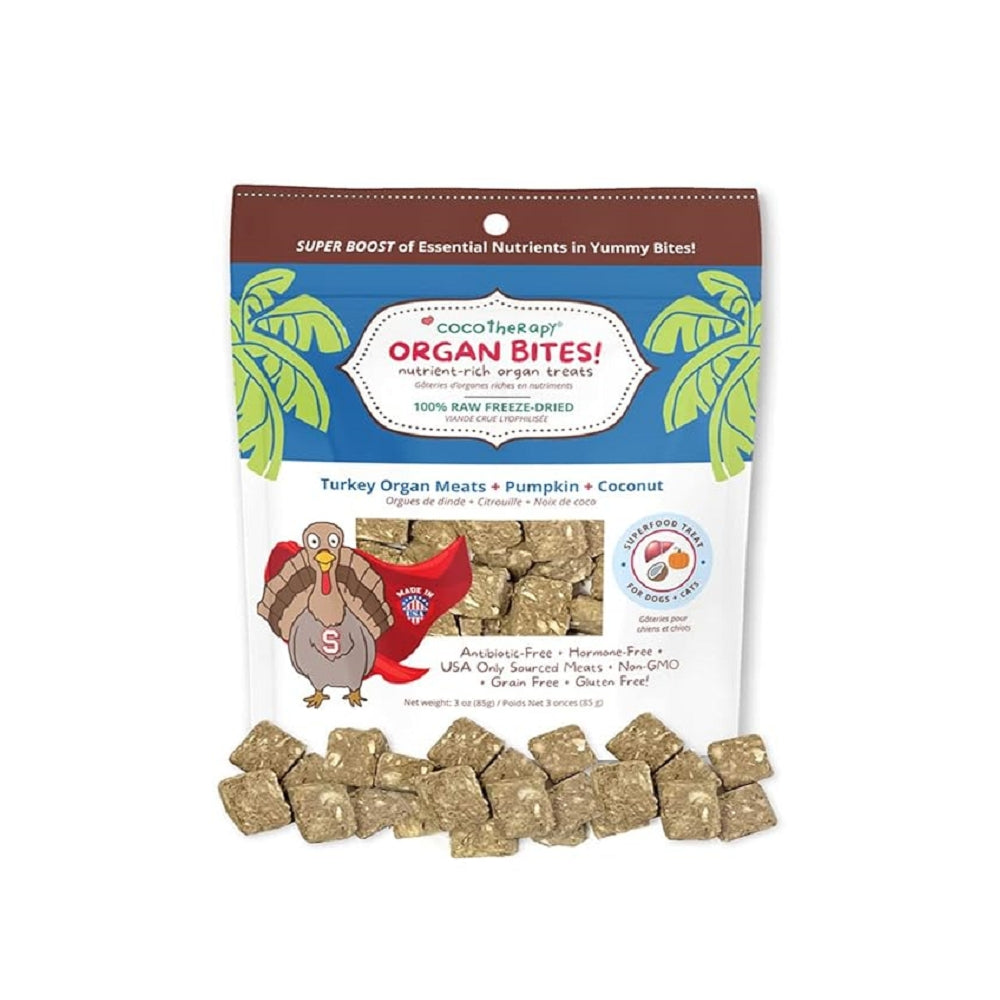 Organ Bites! Raw Organ Meat Treat for Dogs & Cats - Turkey Organs and Pumpkin and Coconut