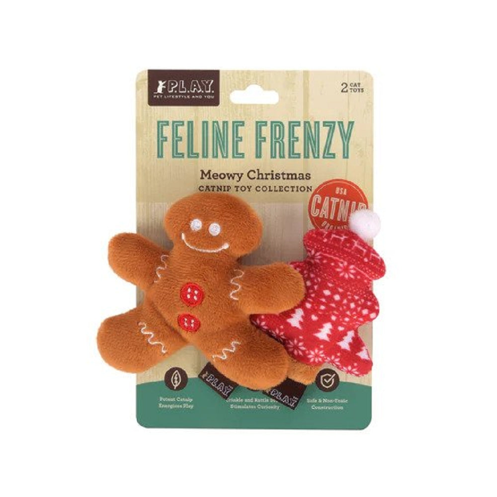 Christmas Frenzy Tree and Gingerbread Man Cat Toy Set Toy