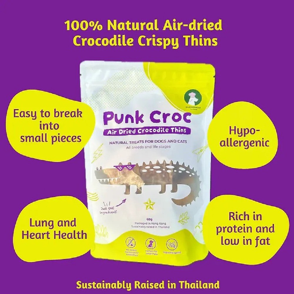 Punk Croc - Air-Dried Crocodile Thins for Dogs & Cats