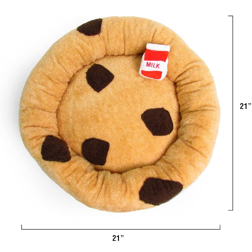 Chocolate Chip Cookie Dog Bed With Milk Dog Plush Toy