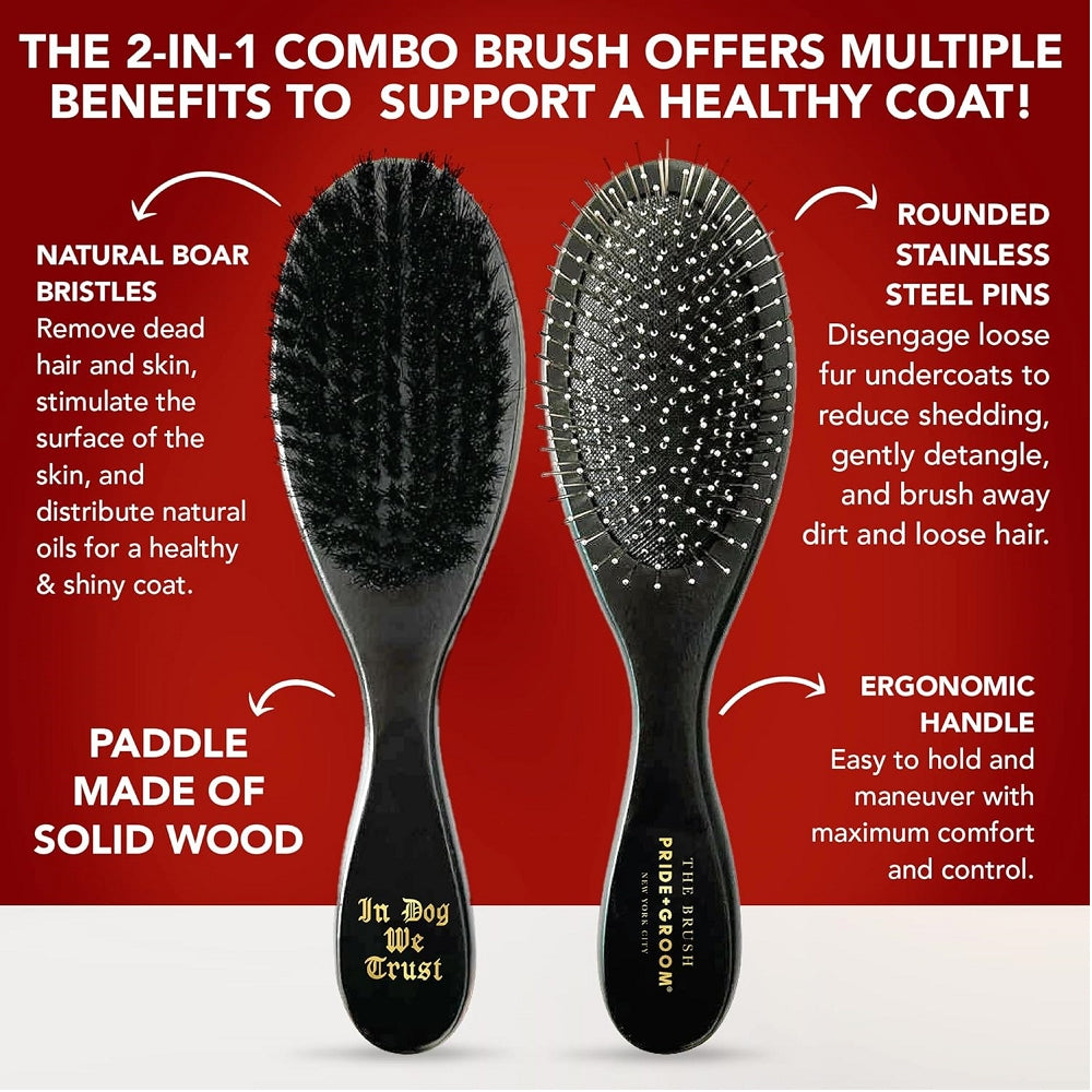 Dual-Sided Wooden Brush for Dogs