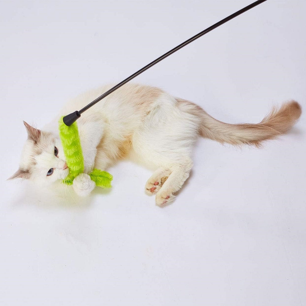 Necoco Black Tact Cat Teaser with Green Tail