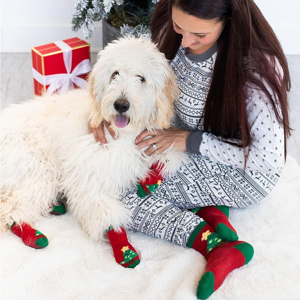 Christmas Tree Human and Dog Sock Set