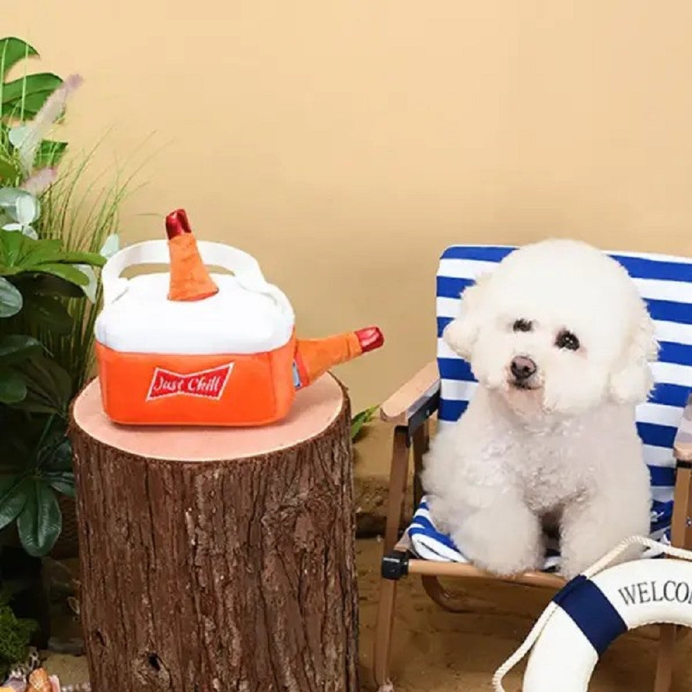 Fuzzy Friendz - Beer Cooler Hide and Seek Dog Plush Toy