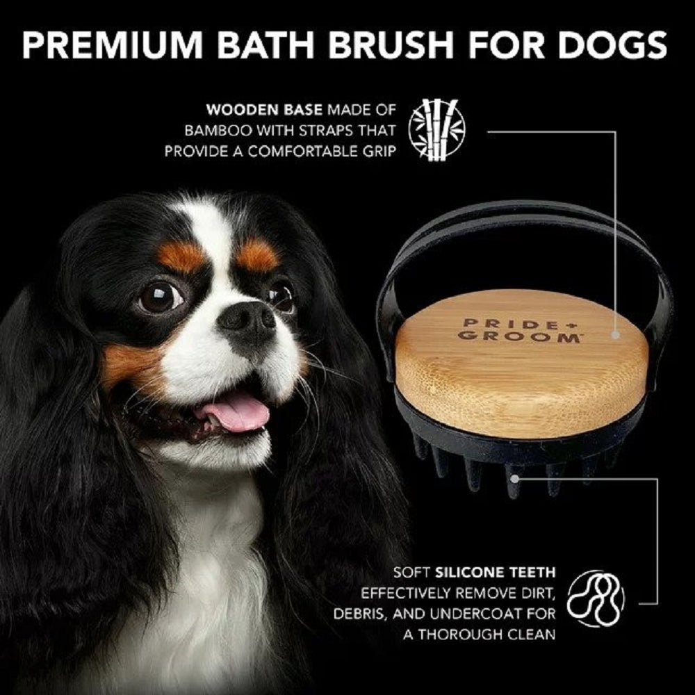 The Bath Brush With Silicone Teeth & Bamboo for Dogs