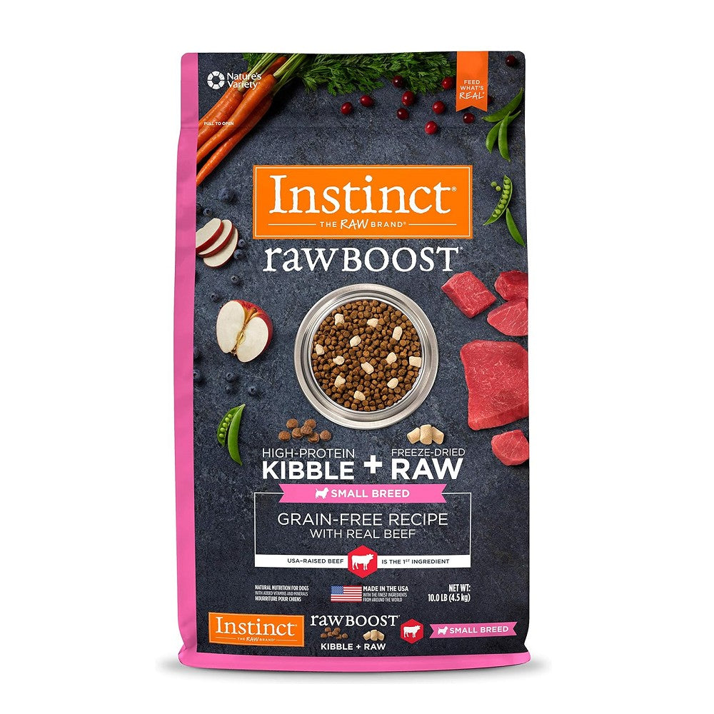 Raw Boost Grain Free Kibble + Raw for Small Breed Dog Dry Food - Real Beef