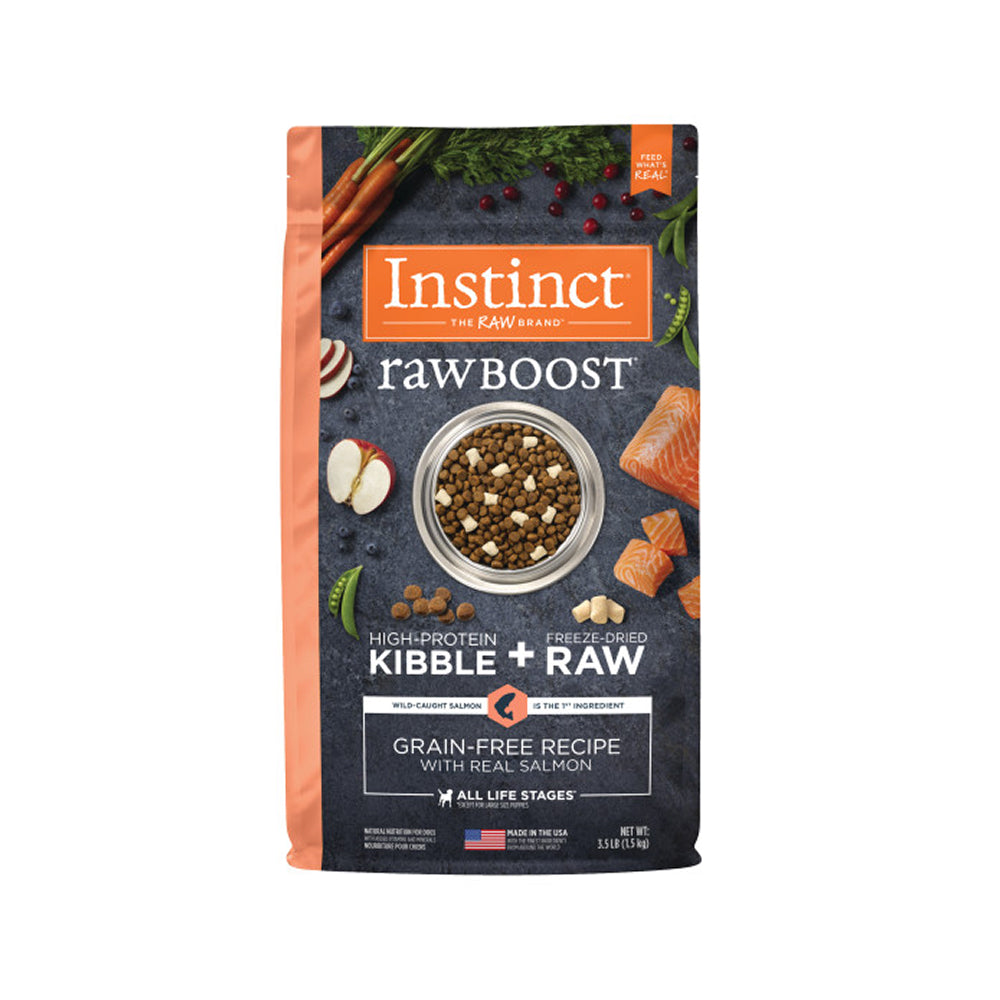 Raw Boost Grain-Free Recipe Kibble + Raw Dog Dry Food- Salmon