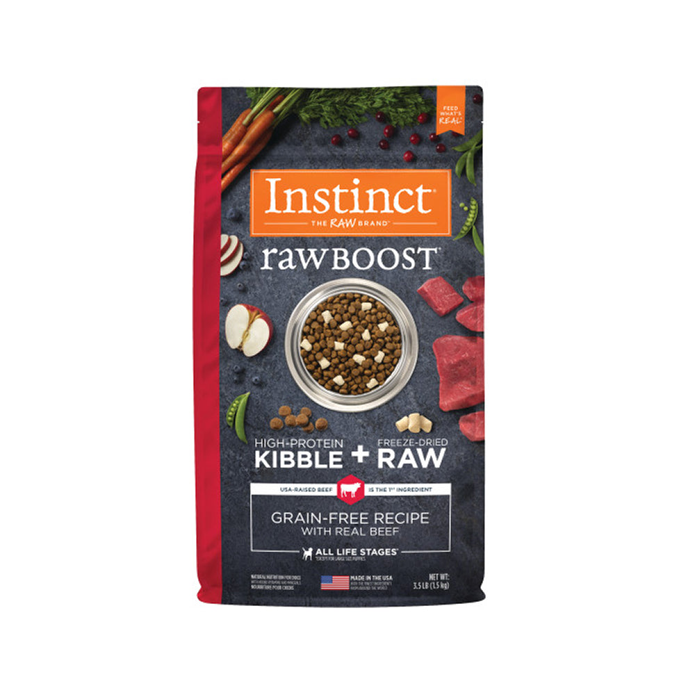 Raw Boost Grain-Free Kibble + Raw Dog Dry Food - Beef