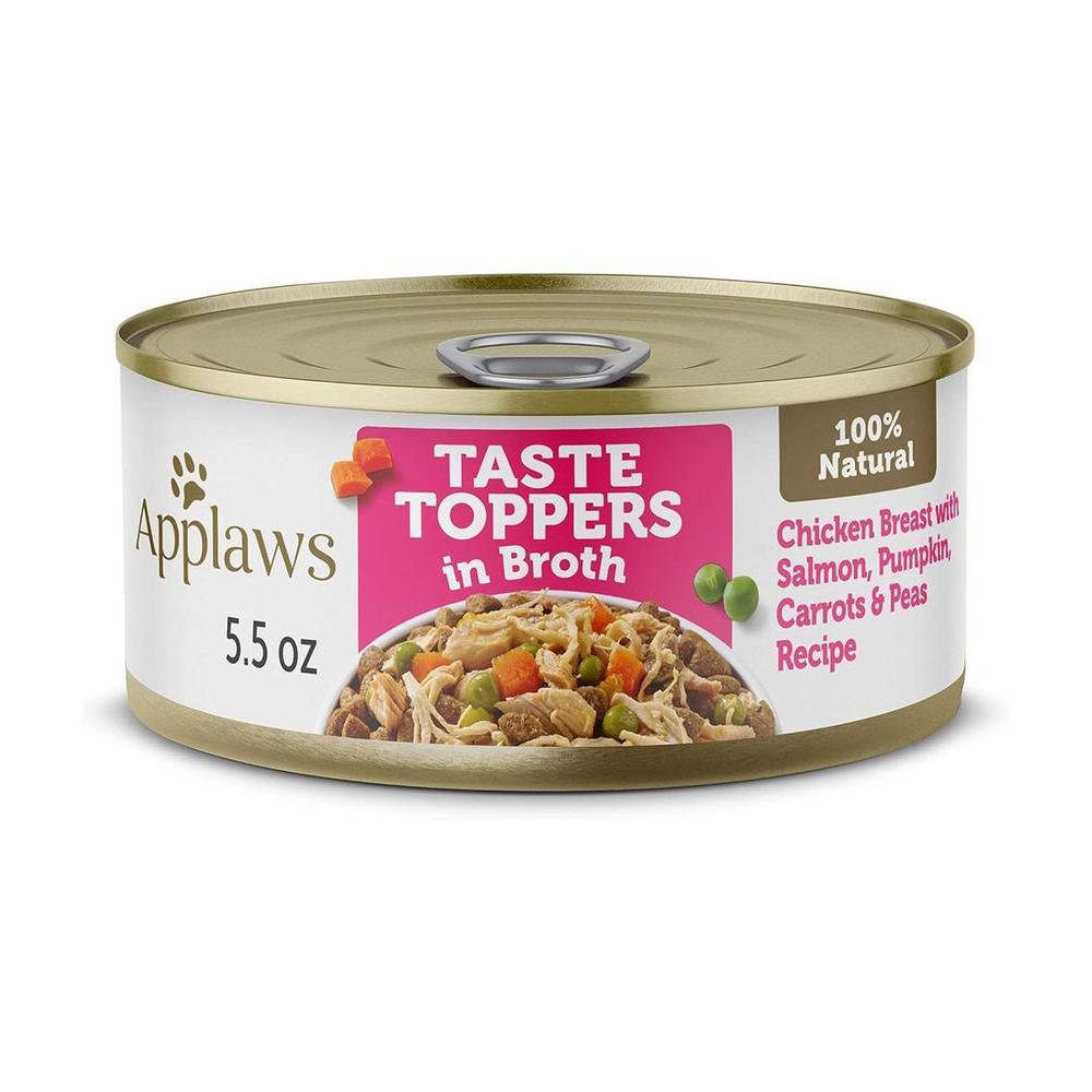 Taste Toppers in Broth Chicken Breast with Salmon, Pumpkin, Carrots & Peas Dog Can