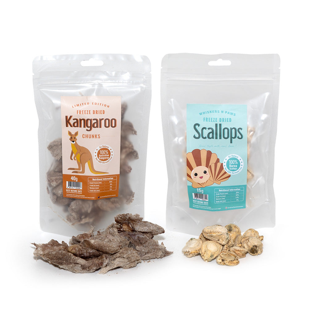 Limited Edition Freeze Dried Kangaroo & Scallops Treats Bundle Set for Dogs & Cats
