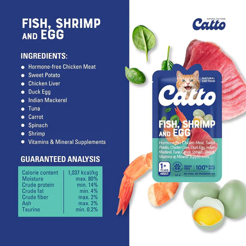 Fish, Shrimp, and Egg Cat Pouch