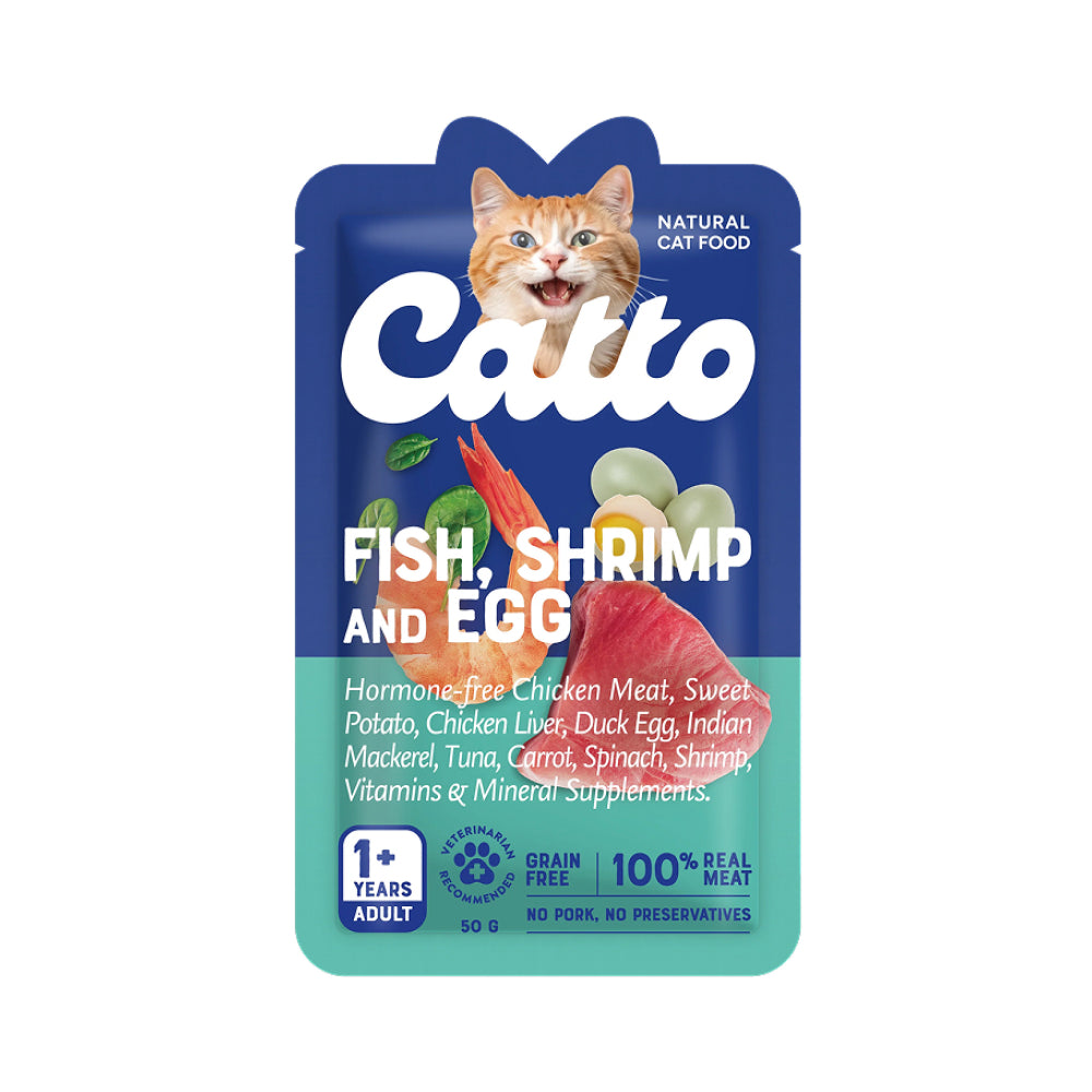 Fish, Shrimp, and Egg Cat Pouch
