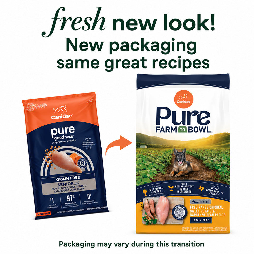 PURE Grain Free Dog Dry Food for Senior - Chicken, Sweet Potato & Garbanzo Bean