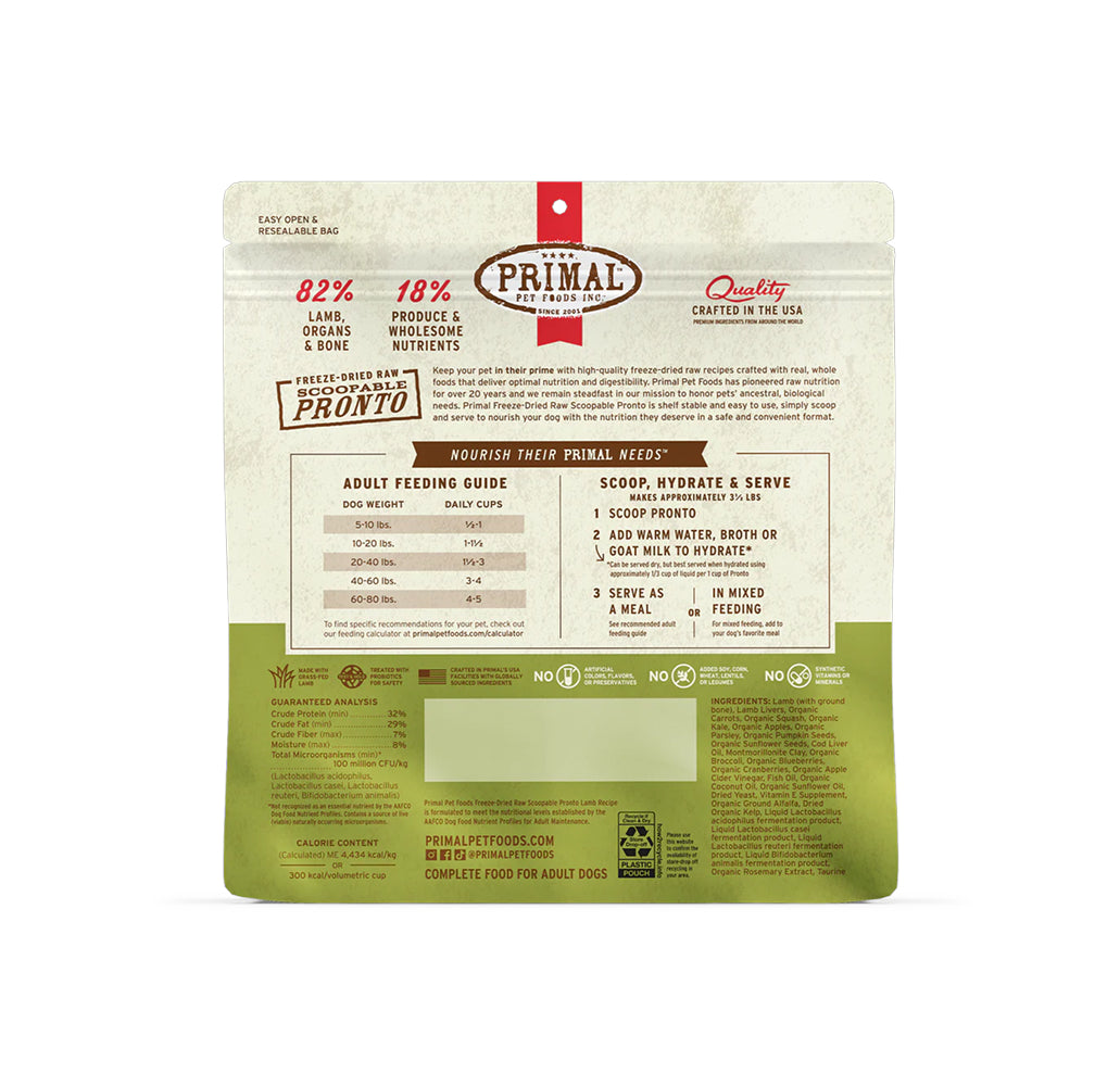 Freeze Dried Lamb Pronto Dog Food
