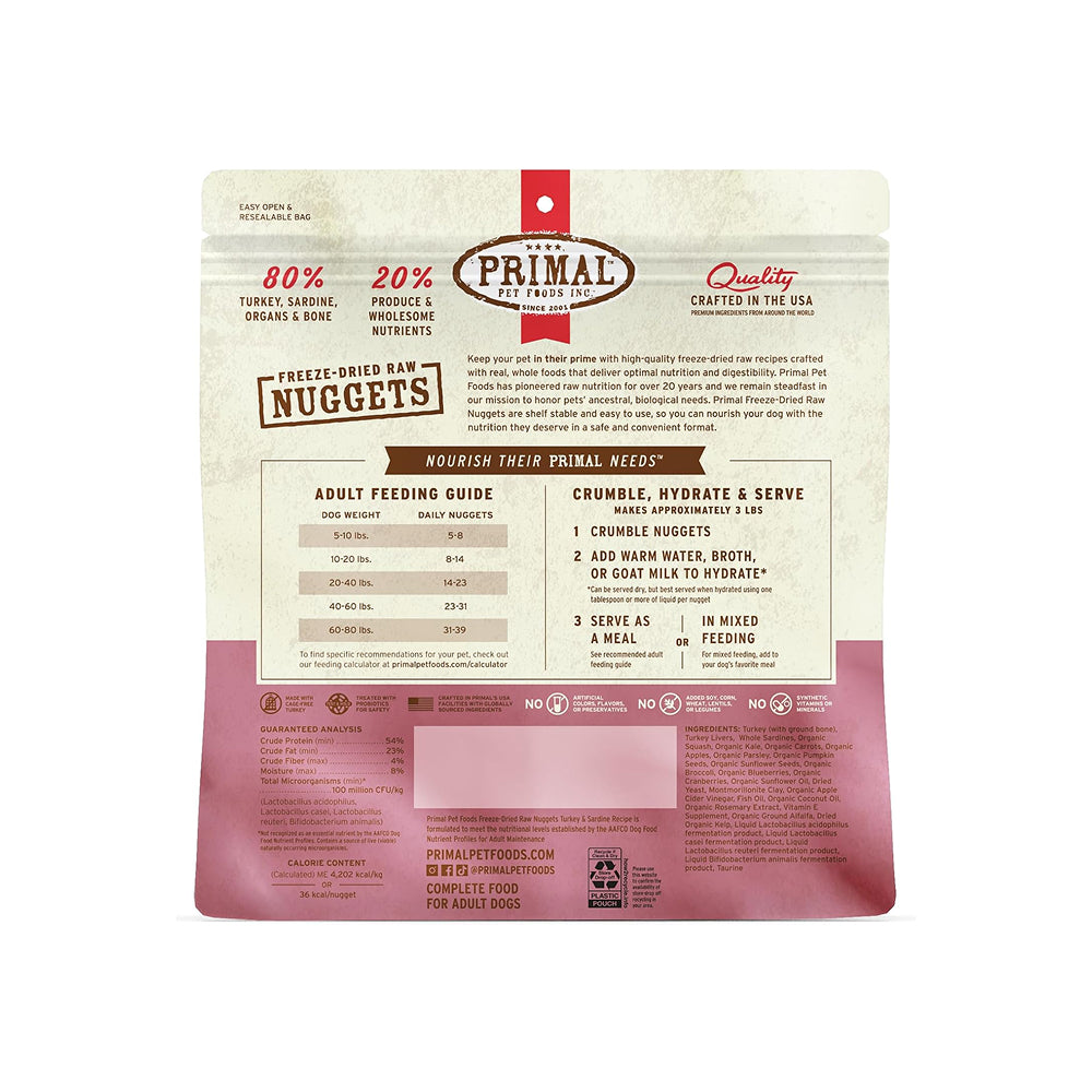 Freeze Dried Turkey & Sardine Nuggets Dog Food