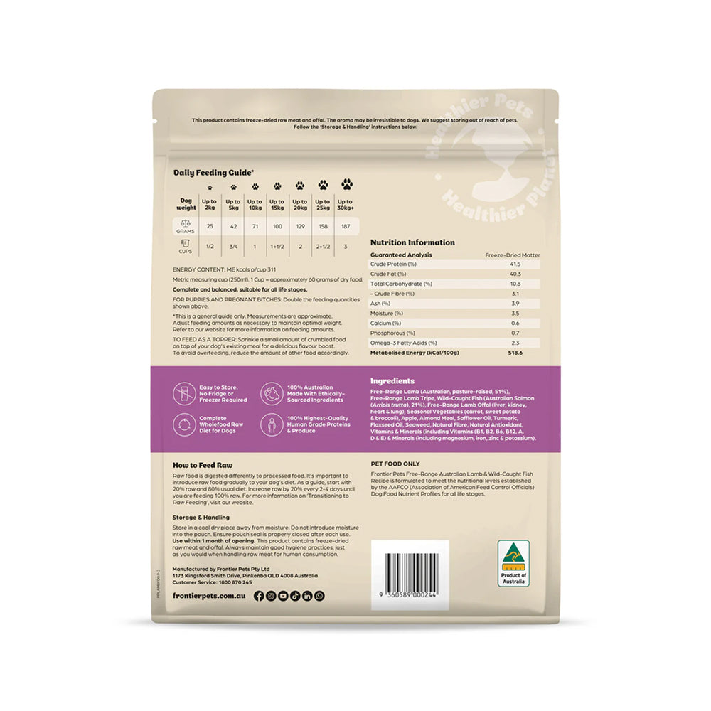 Freeze-Dried Free-Range Grass Fed Lamb & Fish Dog Food