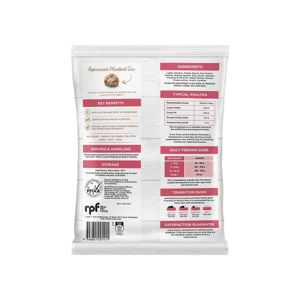 Frozen - Grain Free Lamb & Salmon Meatballs for Adult Dog