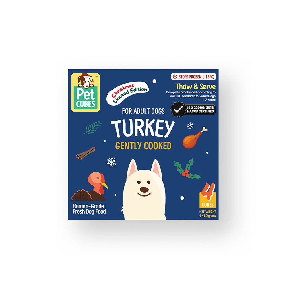 Christmas Version - Frozen Fresh Human-Grade Gently Cooked Turkey Adult Dog Food