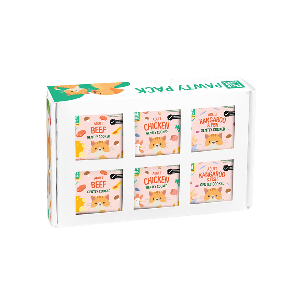 Frozen Fresh Human-Grade Gently Cooked Pawty Pack Adult Cat Food