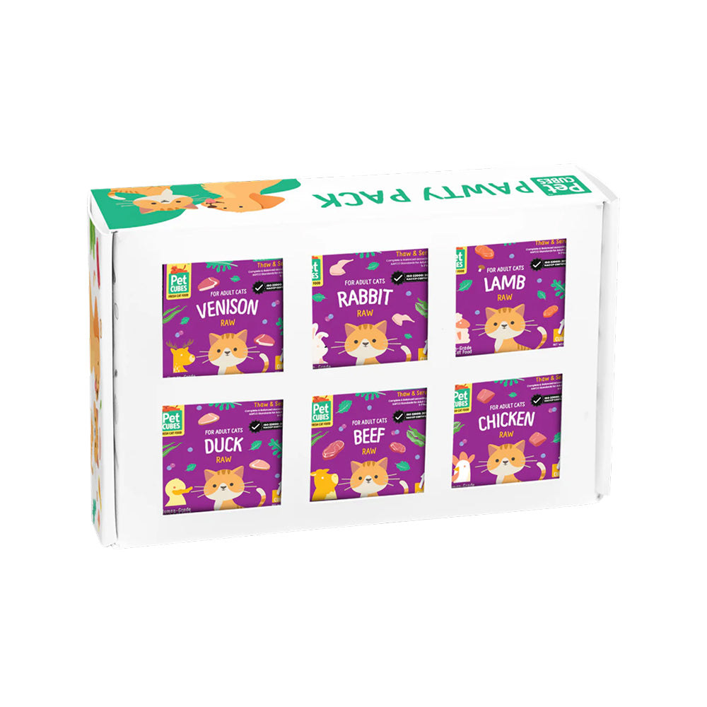 Raw Frozen Fresh Human-Grade Variety Pawty Pack Adult Cat Food