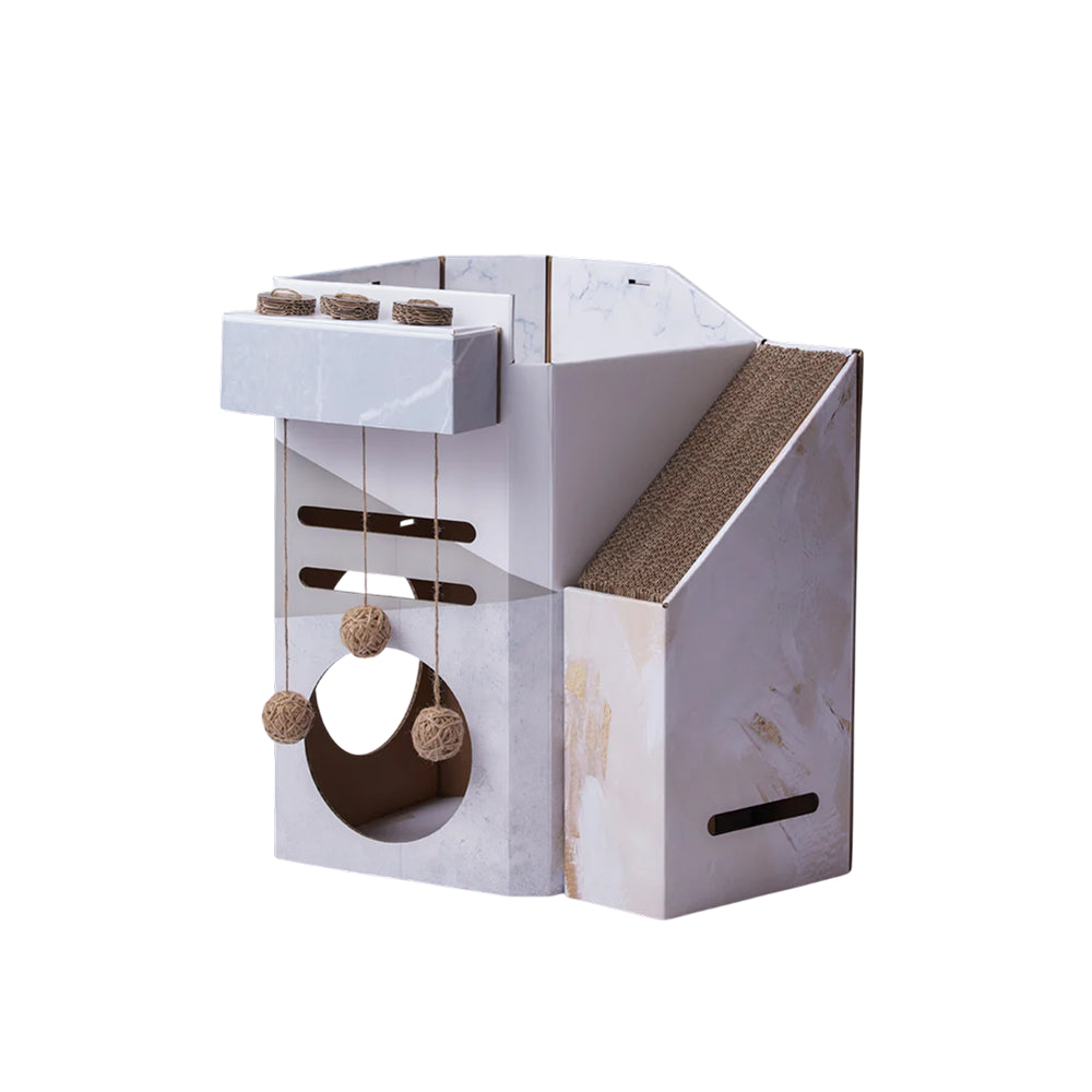 Mini Cat Mansion Foldable Cat House - D3 The Marbled Villa Foldable