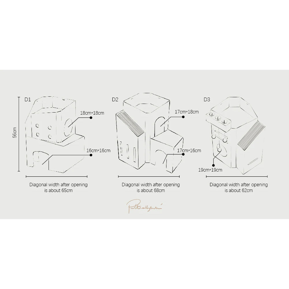 Mini Cat Mansion Foldable Cat House - D2 The Blue Hacienda