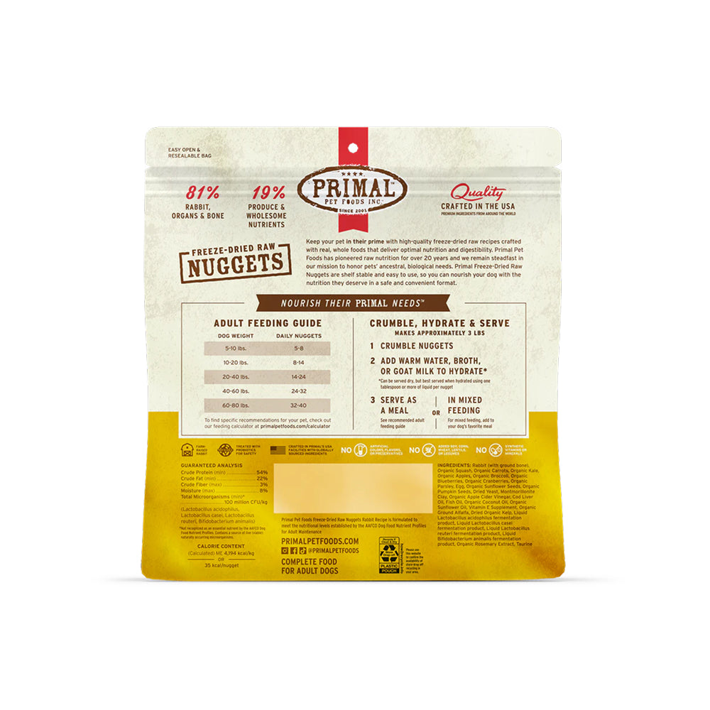 Freeze Dried Rabbit Nuggets Dog Food