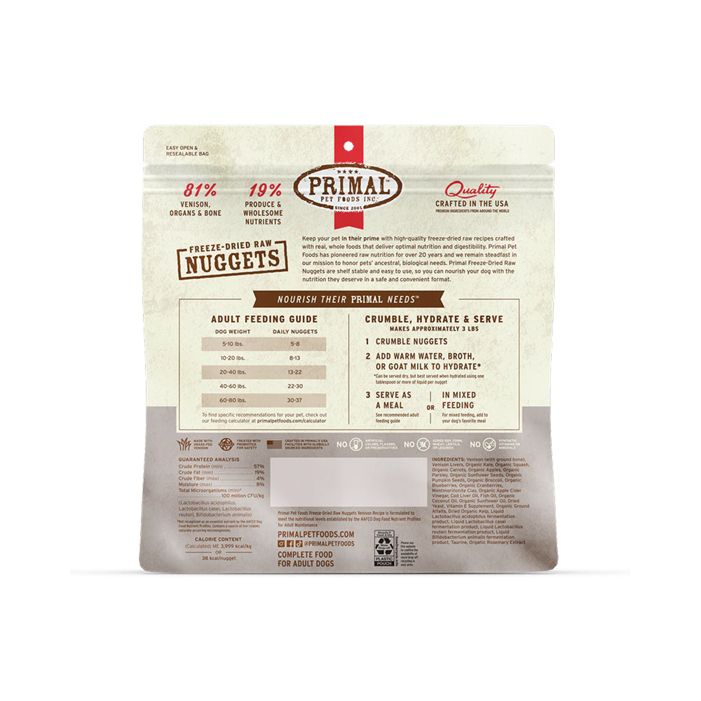 Freeze Dried Venison Nuggets Dog Food