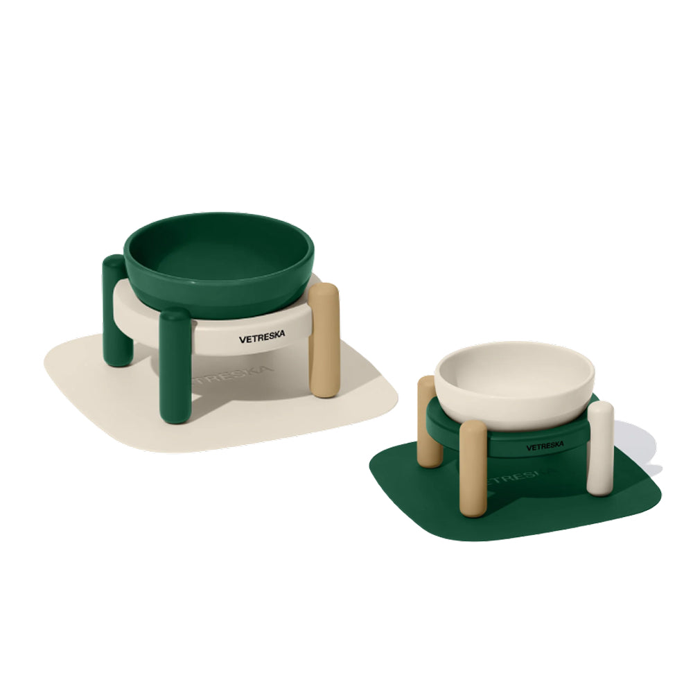 Santal Forest Ceramic Pet Bowl & Mat Set