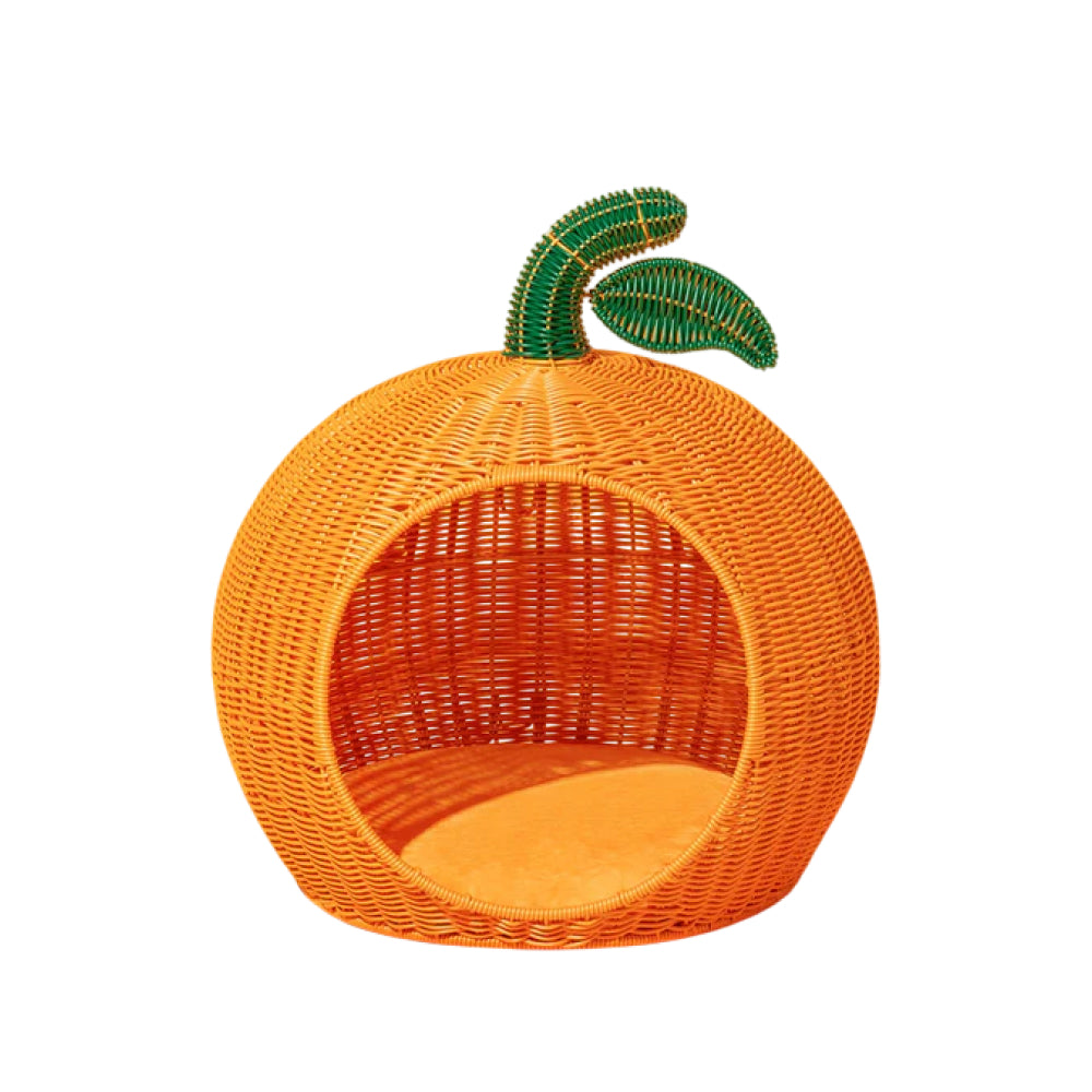 Tangerine Rattan Pet Bed