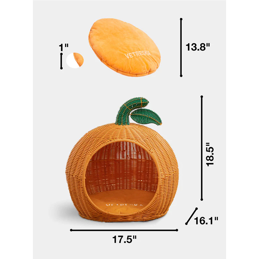 Tangerine Rattan Pet Bed