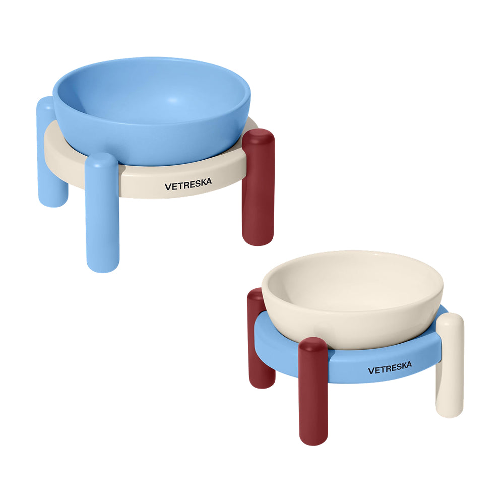 Mist and Merlot Ceramic Pet Bowl Set