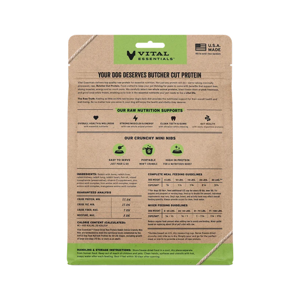 Freeze Dried Raw - Rabbit Entree Mini Nibs Dog Food