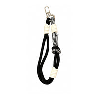 Black /White Phone Strap with Two Charms