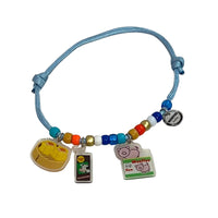 Baby Blue Necklace with Three Charms