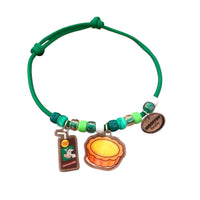 Green Necklace with Two Charms