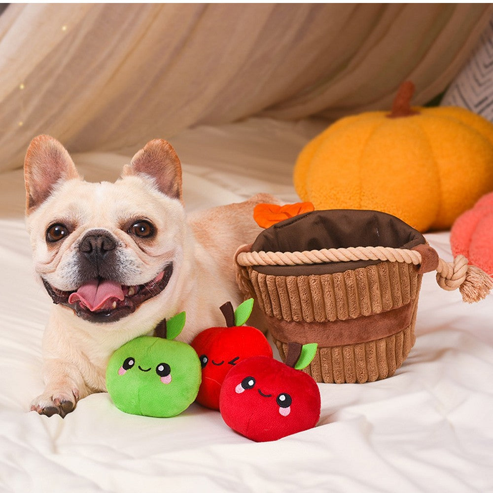 Autumn Tailz - Apple Basket Dog Plush Toy