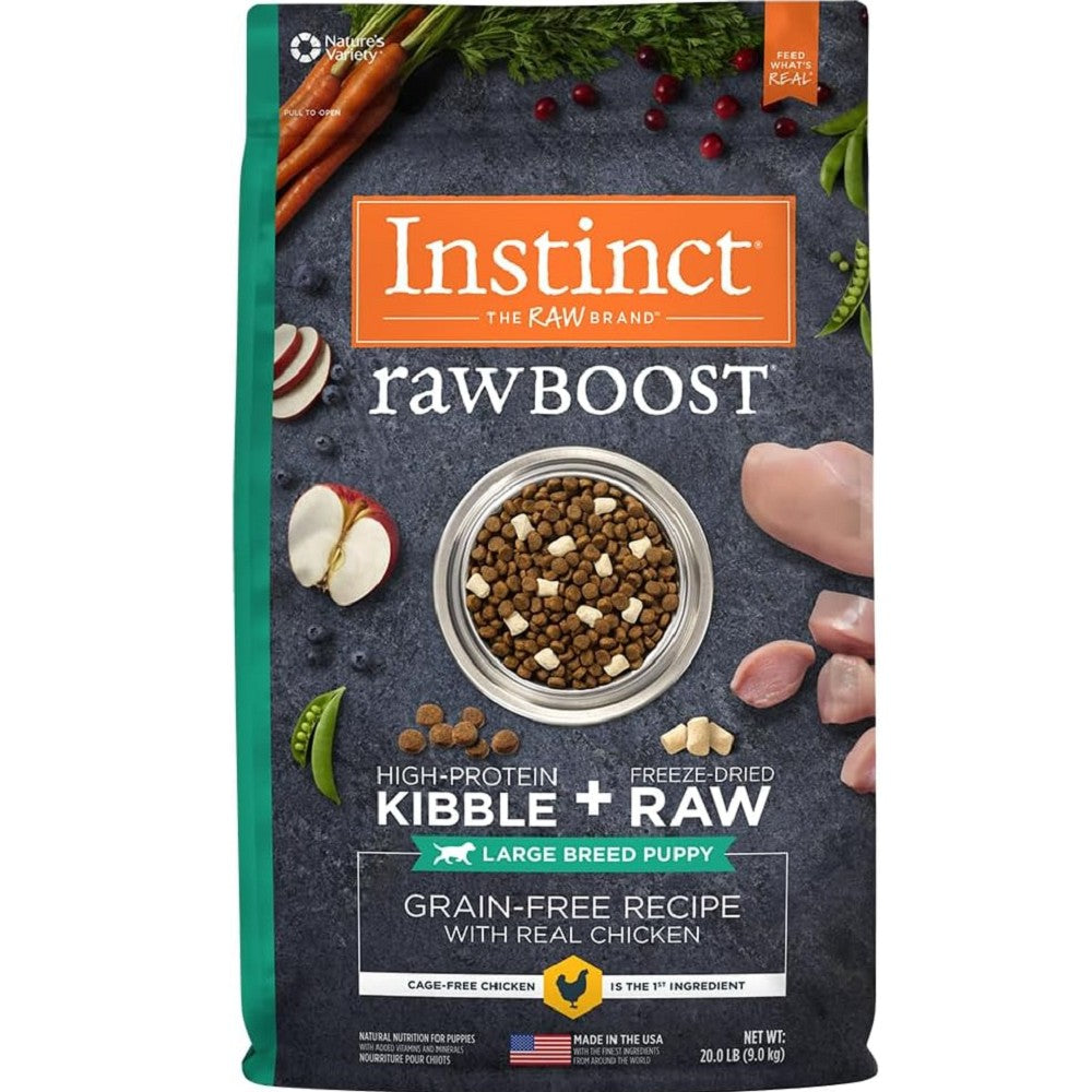 Raw Boost Large Breed Puppy Grain Free Kibble + Raw Dog Dry Food - Chicken